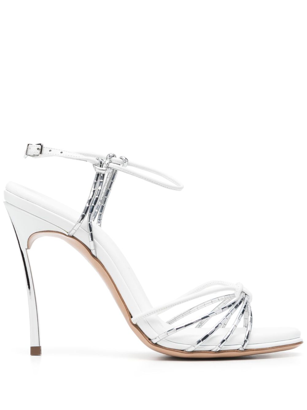 Casadei Pantoletten in Metallic-Optik 100mm - Weiß von Casadei