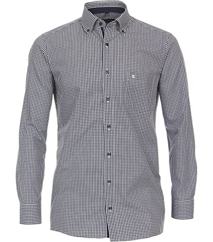 CASAMODA Comfort Fit Hemd Langarm Button Down Kragen Karo dunkelblau Größe 49 von CASAMODA