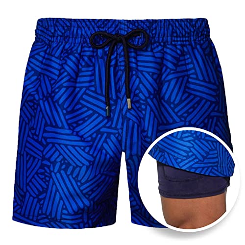 Casey Kevin Badehose Herren mit Kompression Liner 2 in 1 Schnelltrocknend Badeshorts für Männer Board Shorts Verstellbar Tunnelzug mit Tasche von Casey Kevin