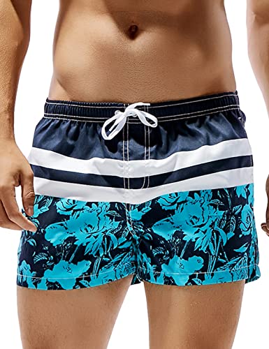 Casey Kevin Beachshorts Herren Badeshorts für Männer Schnelltrocknend Blumendruck Badehosen Badehose mit Taschen und Verstellbarem Tunnelzug von Casey Kevin