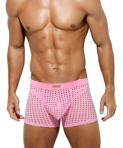 Casey Kevin Herren Boxershorts Sexy Unterwäsche Männer Transparent Netz Boxer Shorts Gittergewebe Shorts von Casey Kevin