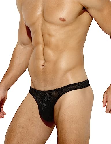 Casey Kevin Herren G-String Slips Spitze Transparent Sexy Low Rise String Tanga Unterwäsche Weich und Atmubgsaktiven Unterhose Bikini Höschen von Casey Kevin