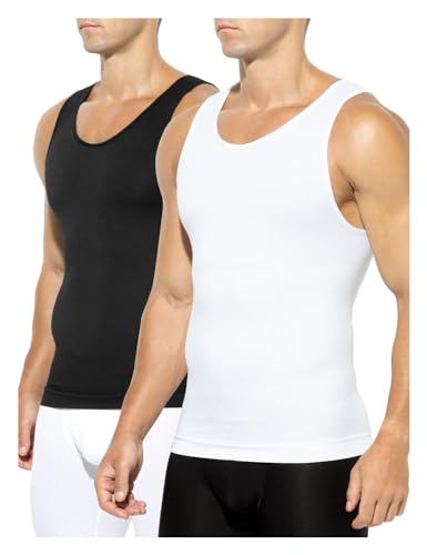 Casey Kevin Herren Kompressionsshirts 2er Pack Athletic Shapewear ärmellos Baselayer Unterhemd Funktionsshirts Herren Tank Tops für Männer Oberteil von Casey Kevin