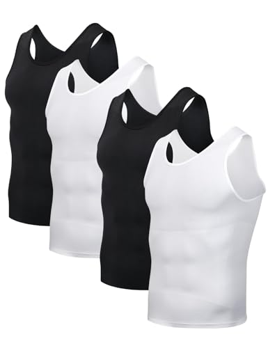 Casey Kevin Herren Kompressionsshirts 4er Pack Athletic Shapewear ärmellos Baselayer Unterhemd Funktionsshirts Herren Tank Tops für Männer Oberteil von Casey Kevin