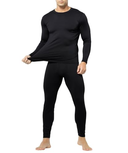 Casey Kevin Herren Thermounterwäsche Set Thermal Underwear mit Innenfleece Thermowäsche Ultraleicht Thermo Oberteil und Unterteil mit Eingriff Funktionsunterwäsche Skiunterwäsche für Winter Thermohemd von Casey Kevin