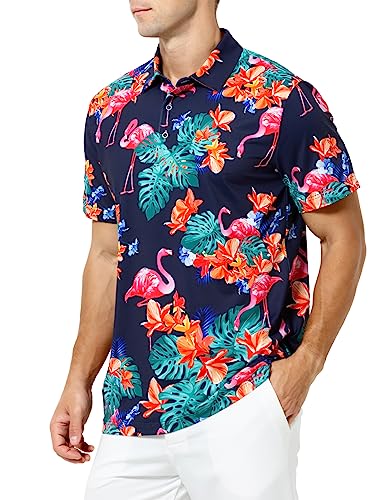 Casey Kevin Poloshirts für Herren Poloshirt Herren Kurzarm Floral Sommer Golf Polo Shirt Freizeithemd Regular Fit Sport Outdoor Polo T-Shirts Männer von Casey Kevin