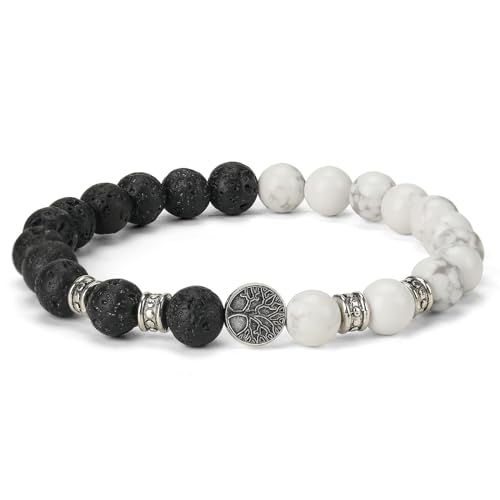 Casisto.J Armband Herren Männer Perlen Armband Perlenarmband Herren Natürliche Onyx/Tigerauge Baum des Lebens nordisch Edelstahl Herrenschmuck Mit Geschenk Schmuck Schatulle ﻿ von Casisto.J