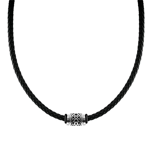 Casisto.J Leder Halskette, Halsband Edelstahl, CLede Herren Halsschmuck, anhänger kette, lederband Schwarz, lederkette Kommt in Schmuck Geschenk Box von Casisto.J