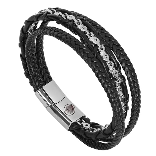 Casisto.J Lederarmband Herren Armband Herren Männer Leder geflochten paracord Edelstahl Gravur nordisch Schwarz Geflochten Herrenschmuck mit Magnet Verschluss in Schmuck Geschenk Box von Casisto.J