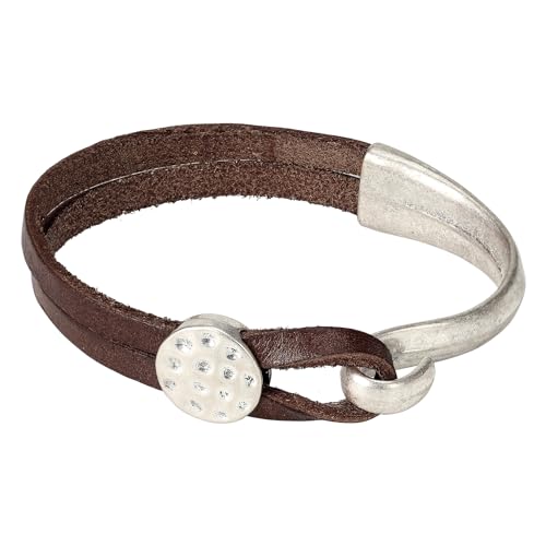 Casisto.J Lederarmband Herren Retro Armband Herren Männer Leder Herrenschmuck deichbrise flaches Edelstahl Gravur Schwarz Leder Manschette Armband von Casisto.J