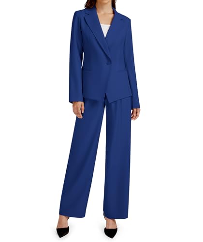 Casly Lamiit 2-teiliges Outfit für Damen, Business, Freizeit, asymmetrisch, Blazer-Jacke und Hose mit weitem Bein, passende Anzug-Sets, Königsblau, X-Groß Casly Lamiit 2-teiliges Outfit für Damen, Business, Freizeit, asymmetrisch, Blazer-Jacke und Hose mit weitem Bein, passende Anzug-Sets, Königsblau, X-Groß von Casly Lamiit