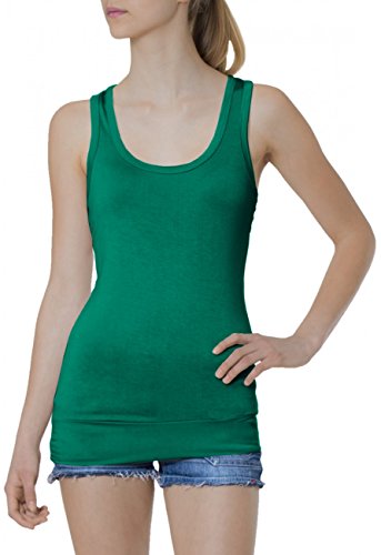 Caspar SRT006 lässiges Damen Basic Longtop unifarben, Farbe:dunkelgrün von Caspar