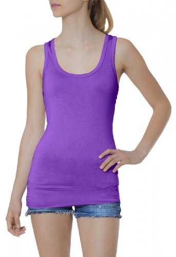 Caspar SRT006 lässiges Damen Basic Longtop unifarben, Farbe:lila von Caspar