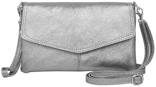Caspar Elegante Leder Clutch Abendtasche aus samtweichem Nappaleder Damen Umhängetasche - PREMIUM LINE - Modell No.322 - Made in Italy, Farbe:dunkelsilber metallic, Accessoires:One Size Caspar Elegante Leder Clutch Abendtasche aus samtweichem Nappaleder Damen Umhängetasche - PREMIUM LINE - Modell No.322 - Made in Italy, Farbe:dunkelsilber metallic, Accessoires:One Size von Caspar