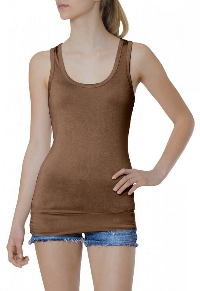 Caspar Longshirt SRT006 Damen klassisch elegantes Basic Top LongTop TankTop von Caspar