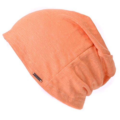 CHARM Leinen Beanie Sommer Mütze - Damen Aus Japan Hut Strick Dünn Leichte Orange von CHARM