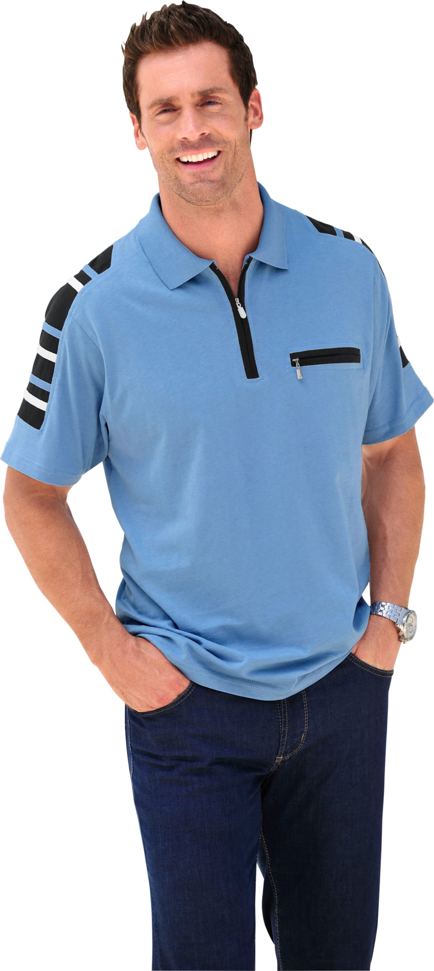 Sieh an! Herren Kurzarm-Poloshirt, hellblau von Catamaran