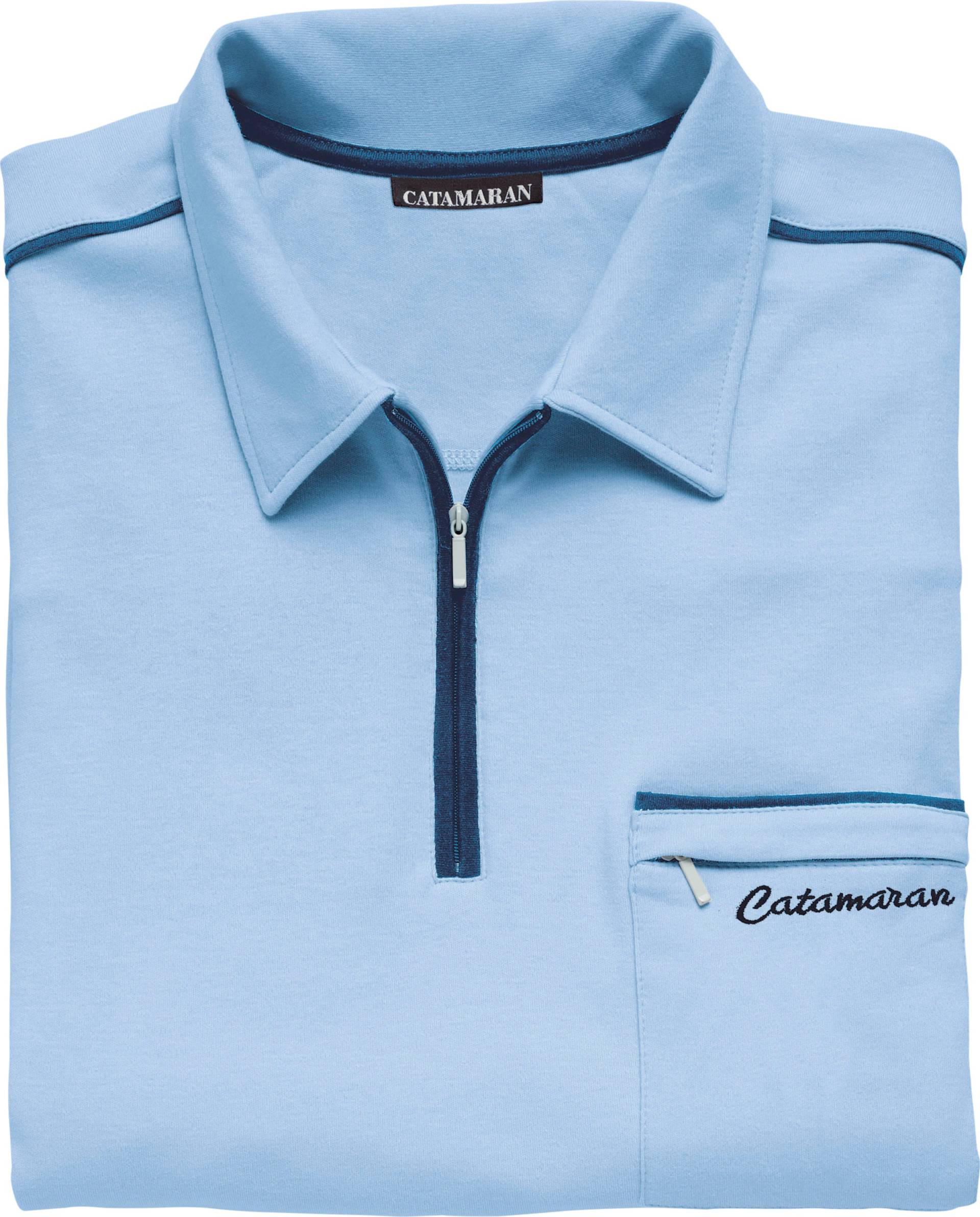 Sieh an! Herren Langarm-Poloshirt, hellblau von Catamaran