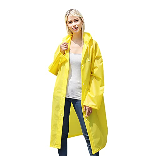 Regenponcho für Erwachsene, Großer Wasserdichter Regenmantel, Wiederverwendbare Regenponcho Jacke, Gelb Regencape mit Kapuze und Knopf, Eva Ponchos für Damen Herren Wandern Radfahren Camping von Catime