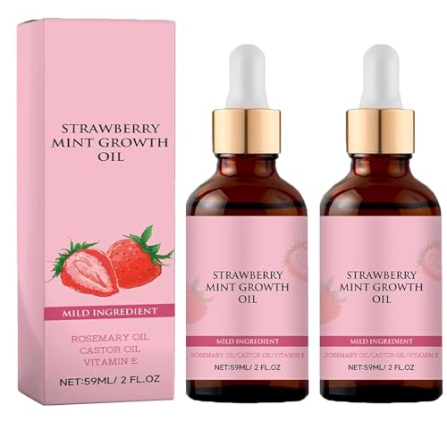 Strawberry Mint Growth Oil, Strawberry Mint Hair Growth Oil, Strawberry Hair Growth Oil, Strawberry Mint Oil, Strawberry Mint Hair Oil for Men & Women (2Pcs) von Cautorsy