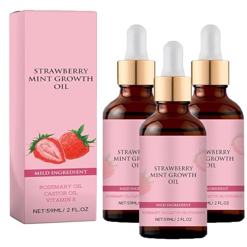 Strawberry Mint Growth Oil, Strawberry Mint Hair Growth Oil, Strawberry Hair Growth Oil, Strawberry Mint Oil, Strawberry Mint Hair Oil for Men & Women (3Pcs) von Cautorsy