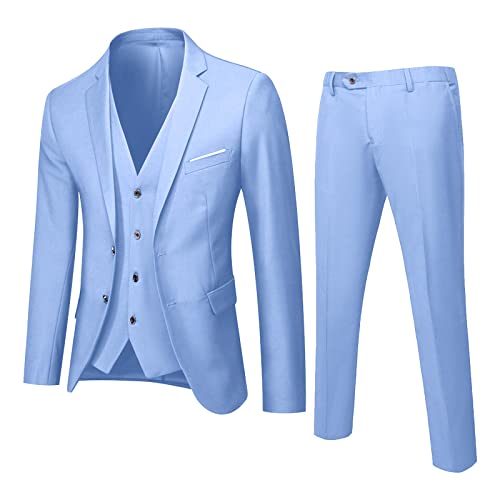 Caxndycing Anzug Herren Slim Fit 3 Teilig Anzüge Herrenanzug Sakko für Hochzeit Langarm Business Hosen Lang Anzughose Eleganter Anzugjacke Herrenanzüge Große Größen Regular Anzüge Modern fit Set von Caxndycing