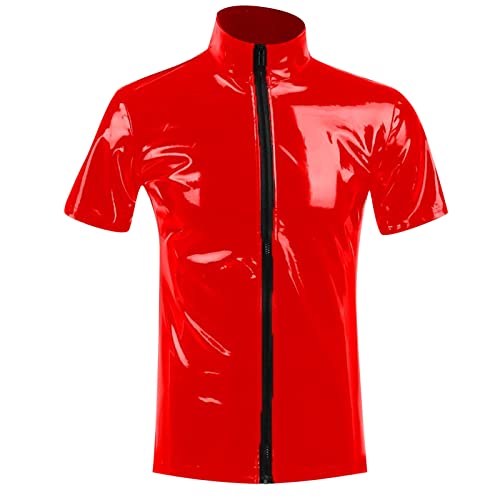 Caxndycing Herren Lack-Optik Jacke Kurze Mantel Wetlook Oberteile Männer Kunstleder Hemd T-Shirt Slim Fit Latex Glänzend Tops Party Outwear Lack Leder Top Hemd Party Club Kostüm Caxndycing Herren Lack-Optik Jacke Kurze Mantel Wetlook Oberteile Männer Kunstleder Hemd T-Shirt Slim Fit Latex Glänzend Tops Party Outwear Lack Leder Top Hemd Party Club Kostüm von Caxndycing