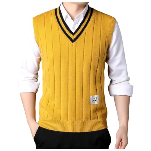 Caxndycing Pullunder Herren Ärmellose Strickweste V-Ausschnitt Strick Pullover Weste Winter Einfarbig Sleeveless Strickpullover für Männer Strickwesten aus Baumwolle Caxndycing Pullunder Herren Ärmellose Strickweste V-Ausschnitt Strick Pullover Weste Winter Einfarbig Sleeveless Strickpullover für Männer Strickwesten aus Baumwolle von Caxndycing