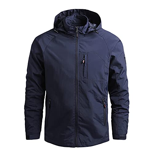 Caxndycing Regenjacke Herren Wasserdicht Atmungsaktiv Große Größen Windbreaker Leicht Sonnenschutz Regenanzug Mantel für Sommer Herbst Winter Regenmantel mit Kapuze Herren Sport Jacken von Caxndycing