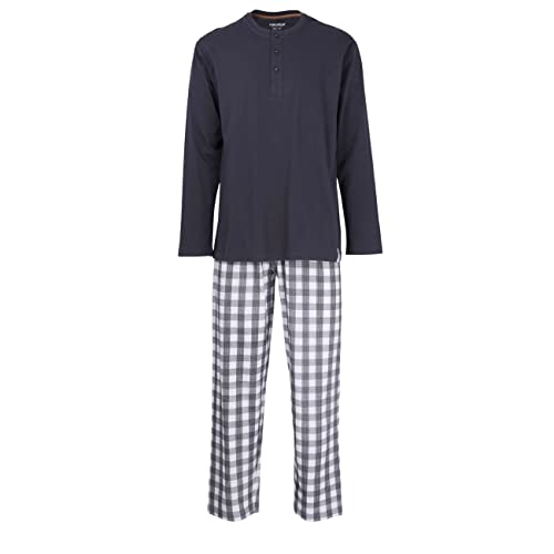 Ceceba Herren Pyjama, Schlafanzug, Shirt und Hose, Langarm, Baumwolle, Single Jersey, blau, kariert 58 von Ceceba