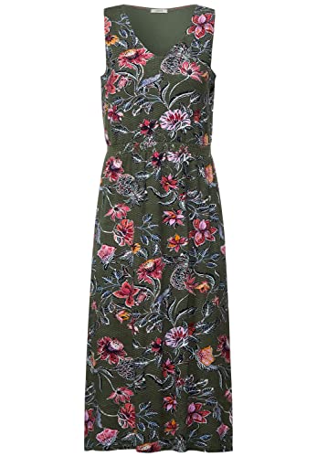 CECIL Damen B143289 Midikleid Floral, Desert Olive Green, XL von Cecil