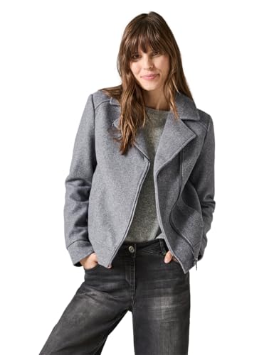 CECIL Damen B212319 Bikerjacke in Woll-Optik, Platinum Grey Mel, S CECIL Damen B212319 Bikerjacke in Woll-Optik, Platinum Grey Mel, S von Cecil