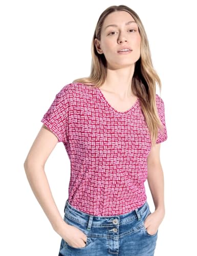 CECIL Damen B321294 T-Shirt mit Print, pink Sorbet, Small von Cecil