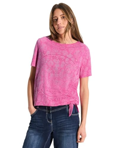 CECIL Damen B321540 T-Shirt mit Print und Deko, Bloomy pink, X-Large von Cecil