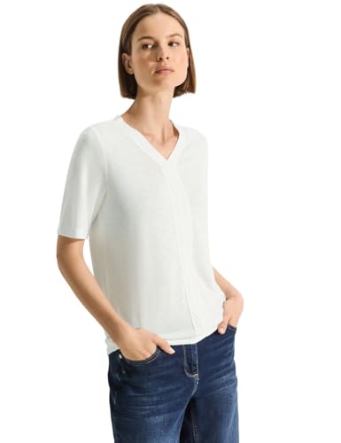 CECIL Damen B321624 T-Shirt mit Spitze, Vanilla White, M von Cecil