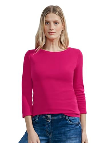 Cecil Damen Basic T-Shirt in Unifarbe pink sorbet L von Cecil