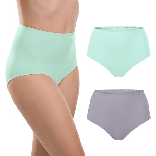 Celodoro Damen Seamless Taillenslip (2er Pack) - Mint Grau XL von Celodoro