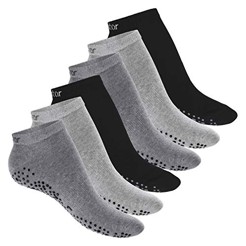 Celodoro Damen Pilates & Yoga Sneaker Socken (6 Paar) Kurze Sportsocken mit ABS - Classic Grey 43-46 von Celodoro