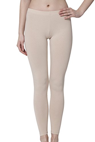 Celodoro Damen Leggings, stretchige Jersey Hose aus Baumwolle - Beige XL von Celodoro
