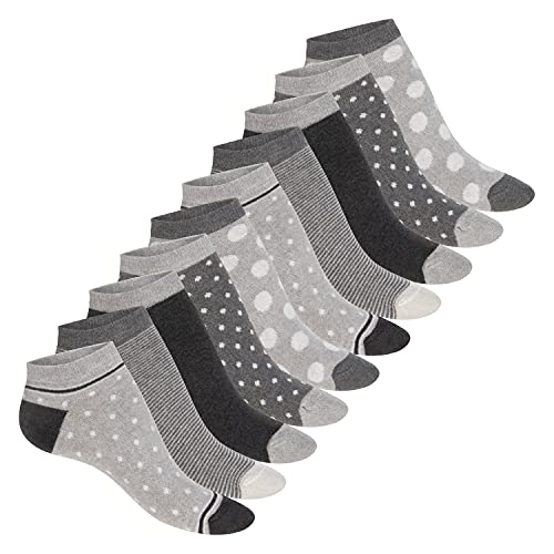 Celodoro Damen Süße Eco Sneaker Socken (10 Paar) Kurzsocken aus regenerativer Baumwolle - Grey 35-38 von Celodoro