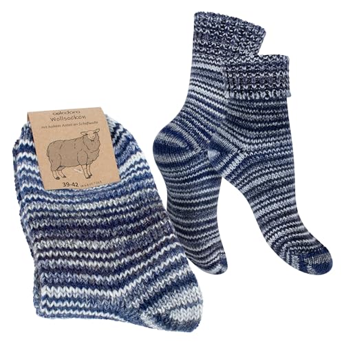 Celodoro Damen & Herren Mouline Wollsocken mit Umschlag (1 Paar) - Blau 35-38 von Celodoro