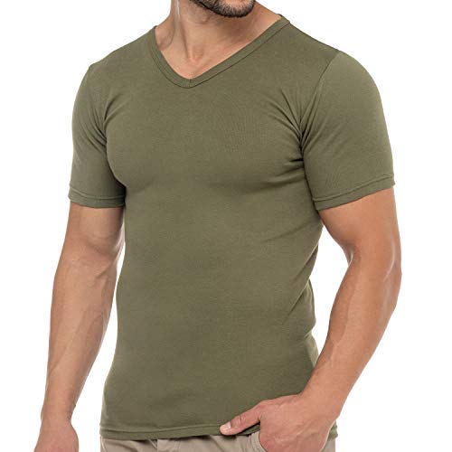 Celodoro Herren Business T-Shirt V-Neck (1 Stück) - Olive 3XL von Celodoro