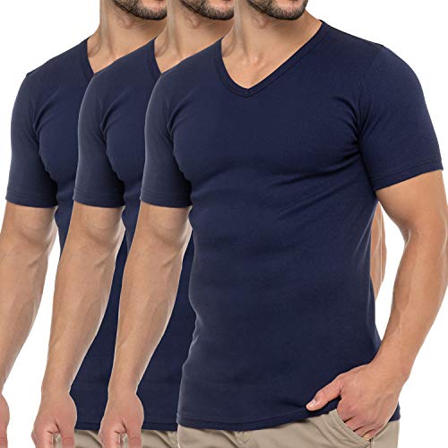 Celodoro Herren Business T-Shirt V-Neck (3er Pack) - Marine M von Celodoro