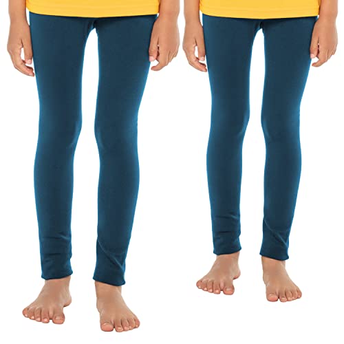 Celodoro Kinder Thermo Leggings (2 Stück) - warme Unterhose lang mit Innenfleece - Petrol 110-116 von Celodoro