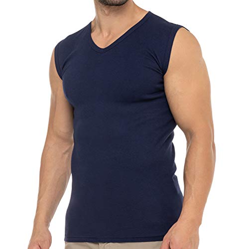 Celodoro Herren Business Muskelshirt V-Neck (1 Stück) Feinripp Top - Marine M von Celodoro