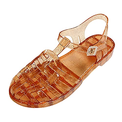 Celucke Damen Sandalen Höhlenschuhe Sommer Gummi Damensandalen Sandaletten Geschlossene Sandalette Sommerschuhe Kunststoff Transparente Schnallenschuhe Gummisandalen Kristall Strandschuhe von Celucke Sandalette