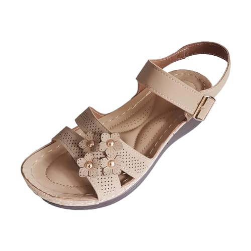 Celucke Damen Sommer Sandalen Sandaletten Plateau Espadrilles Open Toe Strandschuhe Frauen Leichte Sommerschuhe Klassische Damenschuhe Elegant und Bequem Freizeitsandalen Strand Damensandalen von Celucke Sandalette