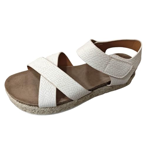 Celucke Damen Sommer Sandalen Sandaletten Plateau Espadrilles Open Toe Strandschuhe Frauen Leichte Sommerschuhe Klassische Damenschuhe Elegant und Bequem Freizeitsandalen Strand Damensandalen von Celucke Sandalette