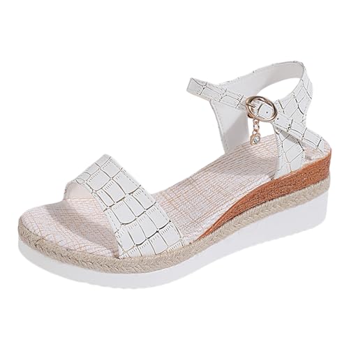 Celucke Sandalen Damen Espadrilles Sommer Sandaletten mit Keilabsatz Strandschuhe Open Toe Leichte Sommerschuhe Klassische Damenschuhe Elegant und Bequem Freizeitschuhe Strand Damensandalen von Celucke Sandalette