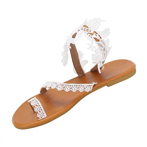 Celucke Sandalen Damen Sandaletten Flache Schuhe Strass Braut Strandsandalen Frauen Damensandalen Sandalette Bequem Römersandalen Sommerschuhe Elegante Größe 39 von Celucke Sandalette